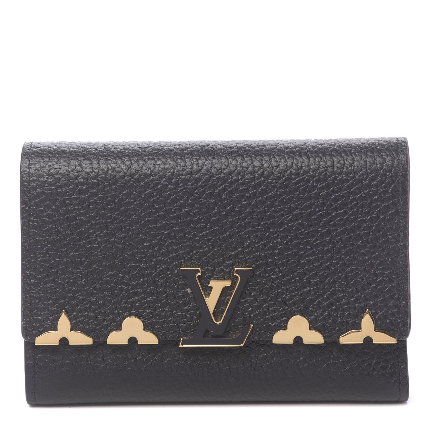 Louis Vuitton Taurillon Embellished Capucines Compact Wallet Black 1 of 8