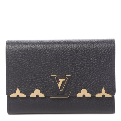 Louis Vuitton Taurillon Embellished Capucines Compact Wallet Black 1 of 8
