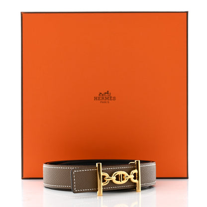 Hermes Swift Epsom 24mm Ancre Belt 85 34 Black Etoupe 10 of 10