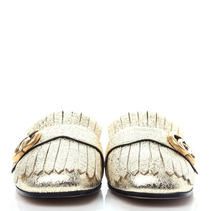 Gucci Galassia Womens GG Marmont Fringe Slippers 37.5 Platino 2 of 10