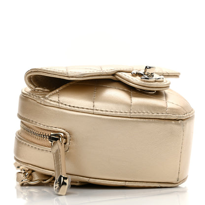 Chanel Metallic Lambskin Quilted CC In Love Heart Waist Belt Bag With Chain Gold 4 of 12