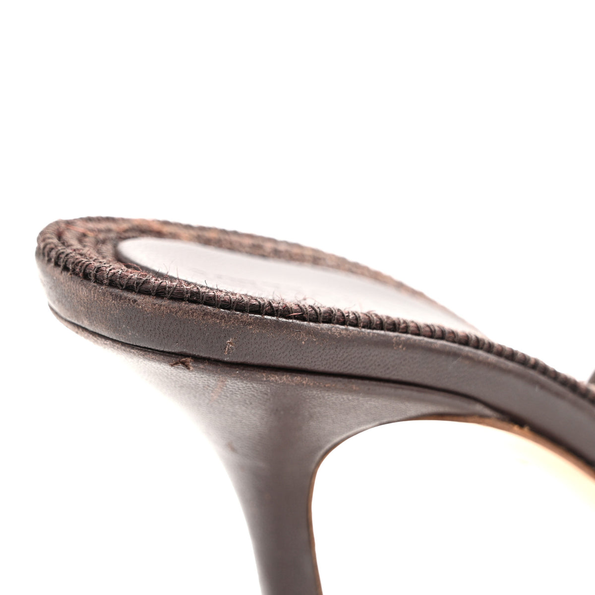 Raffia Elasticized Stretch Mule Sandals 39 Bitter Chocolate