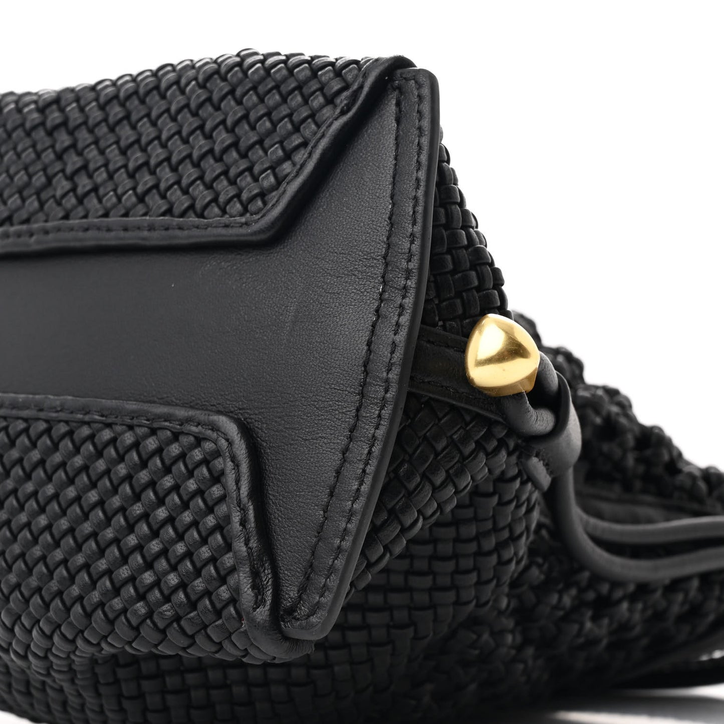 Verona Calfskin Macrame Petite Soft ID Shoulder Bag Black