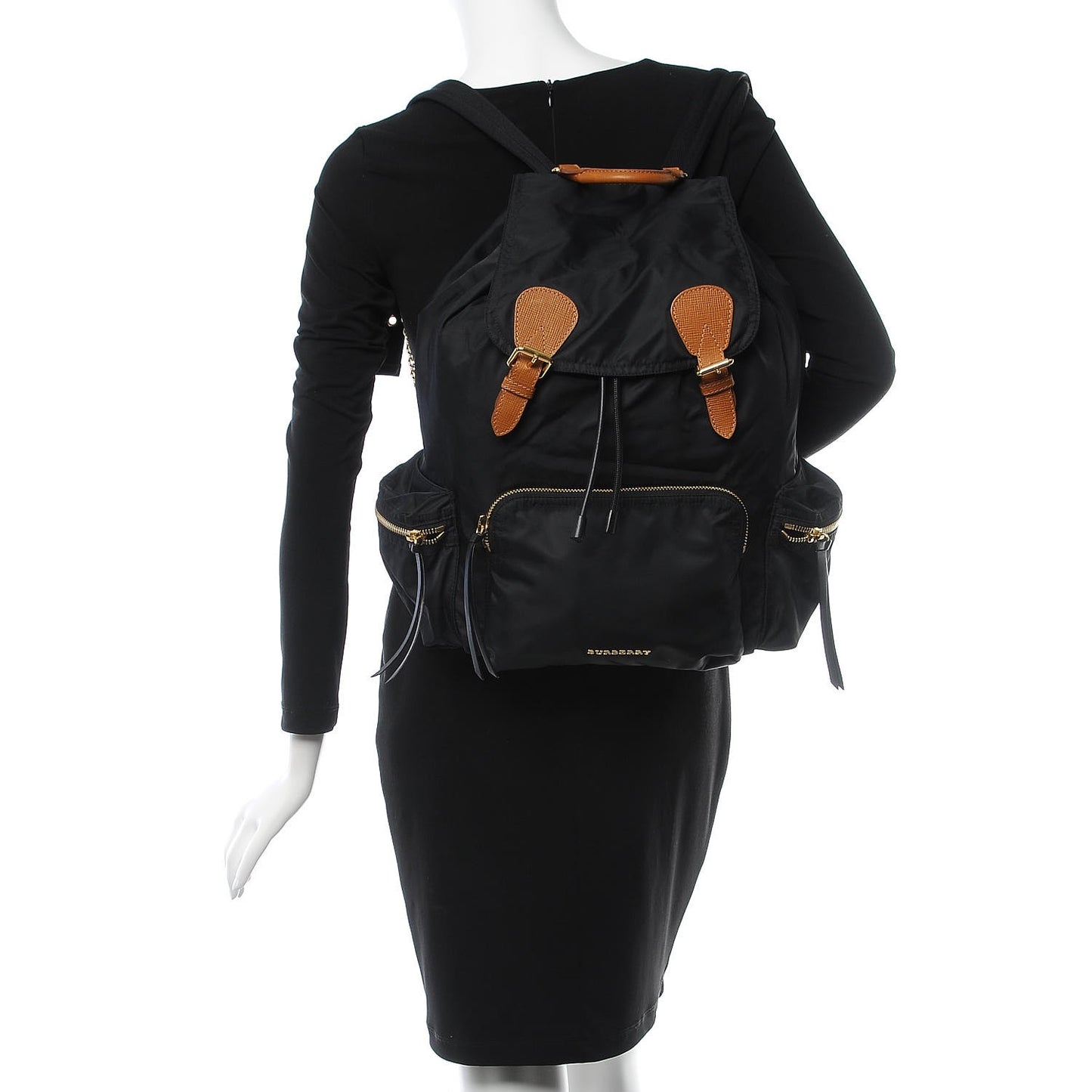 Nylon Large Rucksack Backpack Black