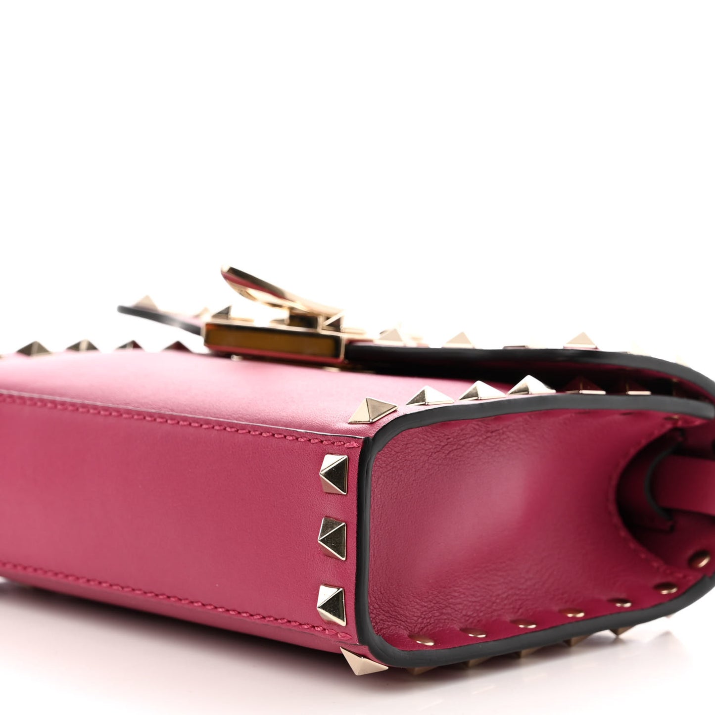 Vitello Mini Rockstud Flip Lock Crossbody Bag Deep Cyclamin