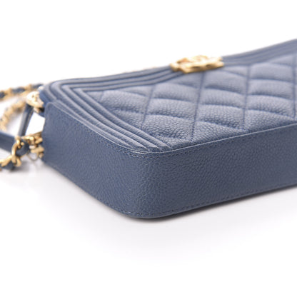 Chanel Caviar Quilted Small Boy Clutch With Chain Blue 11 of 12