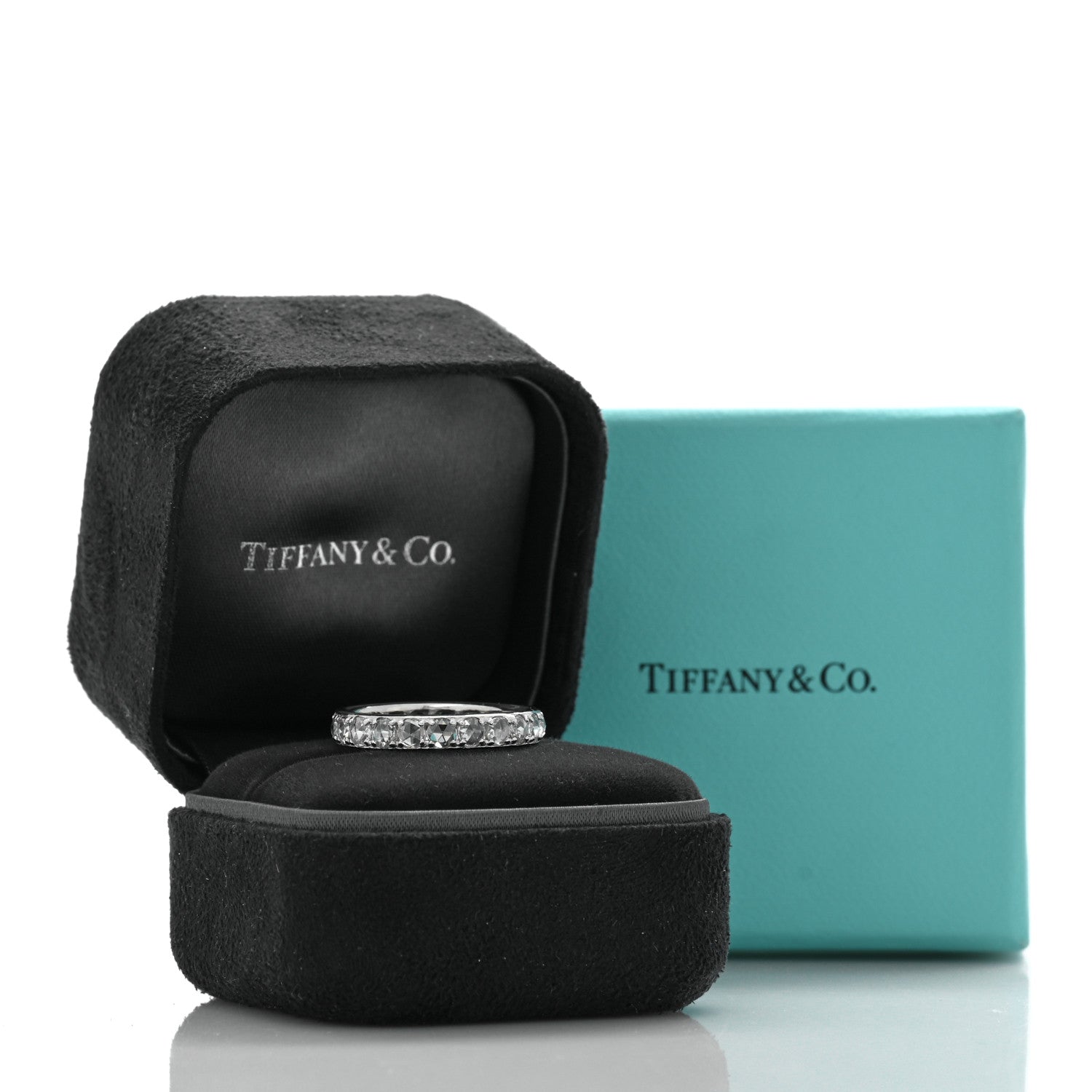 Tiffany 18K White Gold Diamond Metro Rose Cut Eternity Band Ring 58 8.5 5 of 5