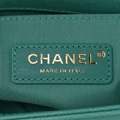 Chanel Caviar Chevron Quilted Small Boy Flap Green 6 of 12
