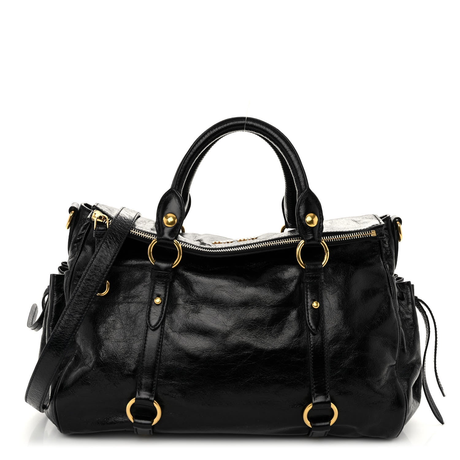 Miu Miu Vitello Lux Medium Bow Bag Black 1 of 9