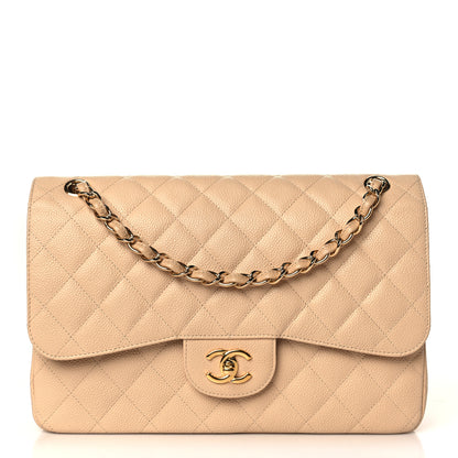 Chanel Caviar Quilted Jumbo Double Flap Beige Clair 1 of 9