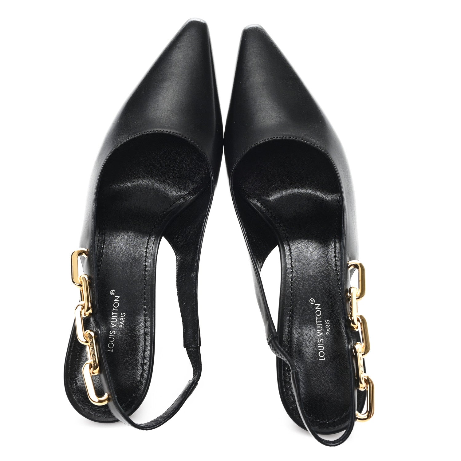 Louis Vuitton Calfskin Sparkle Slingback Pumps 37 Black 2 of 9