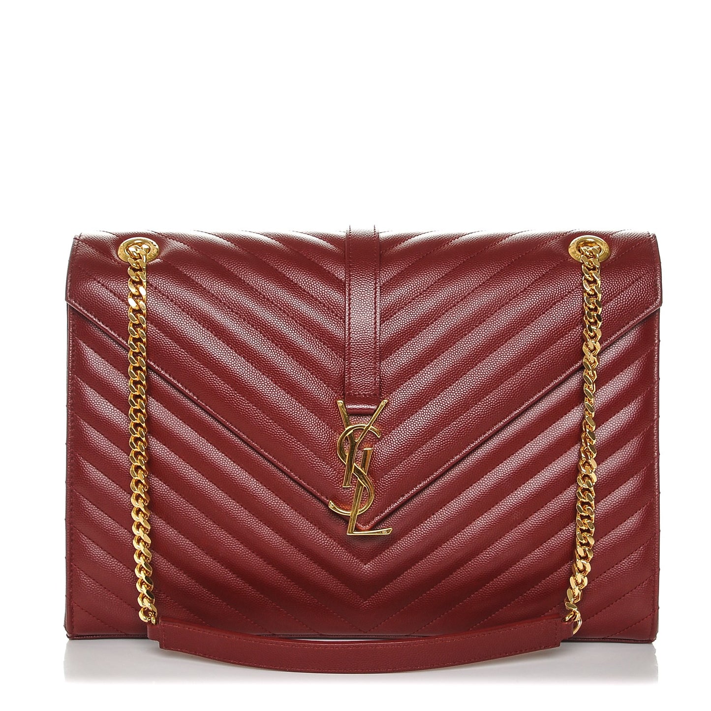 Grain De Poudre Matelasse Chevron Large Monogram Satchel Oxblood
