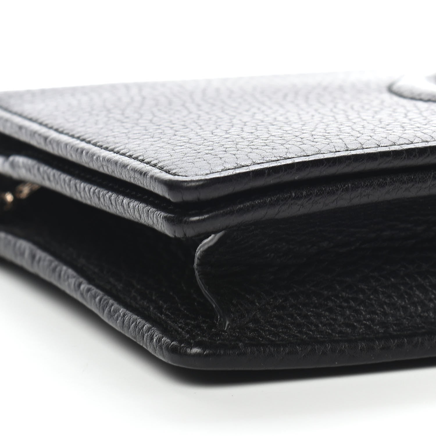 Gucci Pebbled Calfskin Soho Wallet on Chain Black 7 of 8