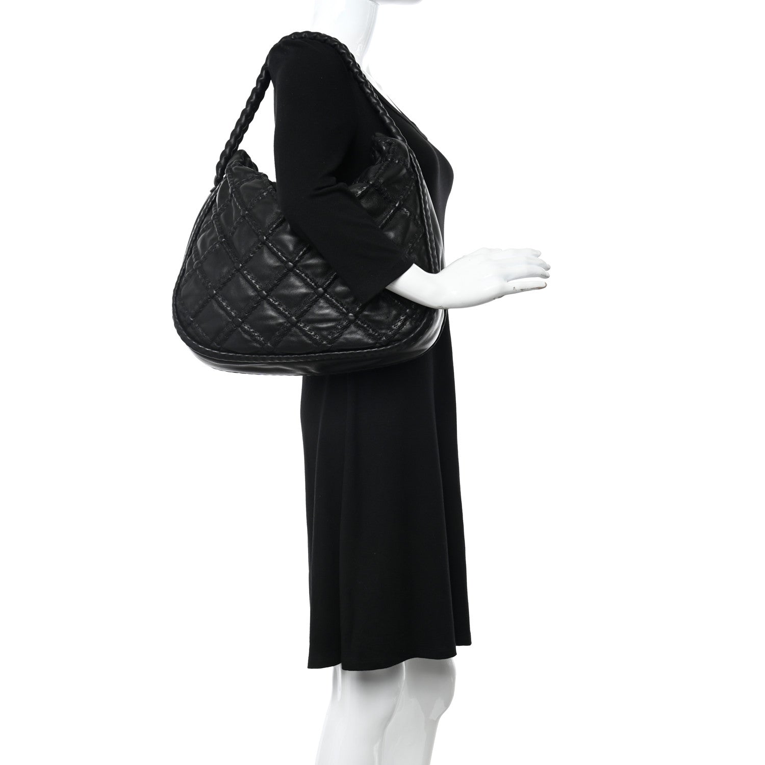 Chanel Quilted Lambskin Hidden Chain Hobo Black 2 of 10