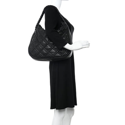 Chanel Quilted Lambskin Hidden Chain Hobo Black 2 of 10
