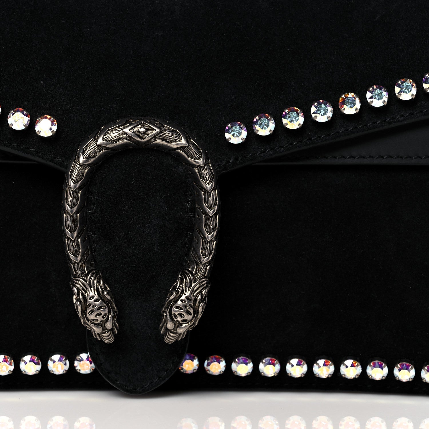 Gucci Suede Crystal Small Dionysus Shoulder Bag Black 8 of 15