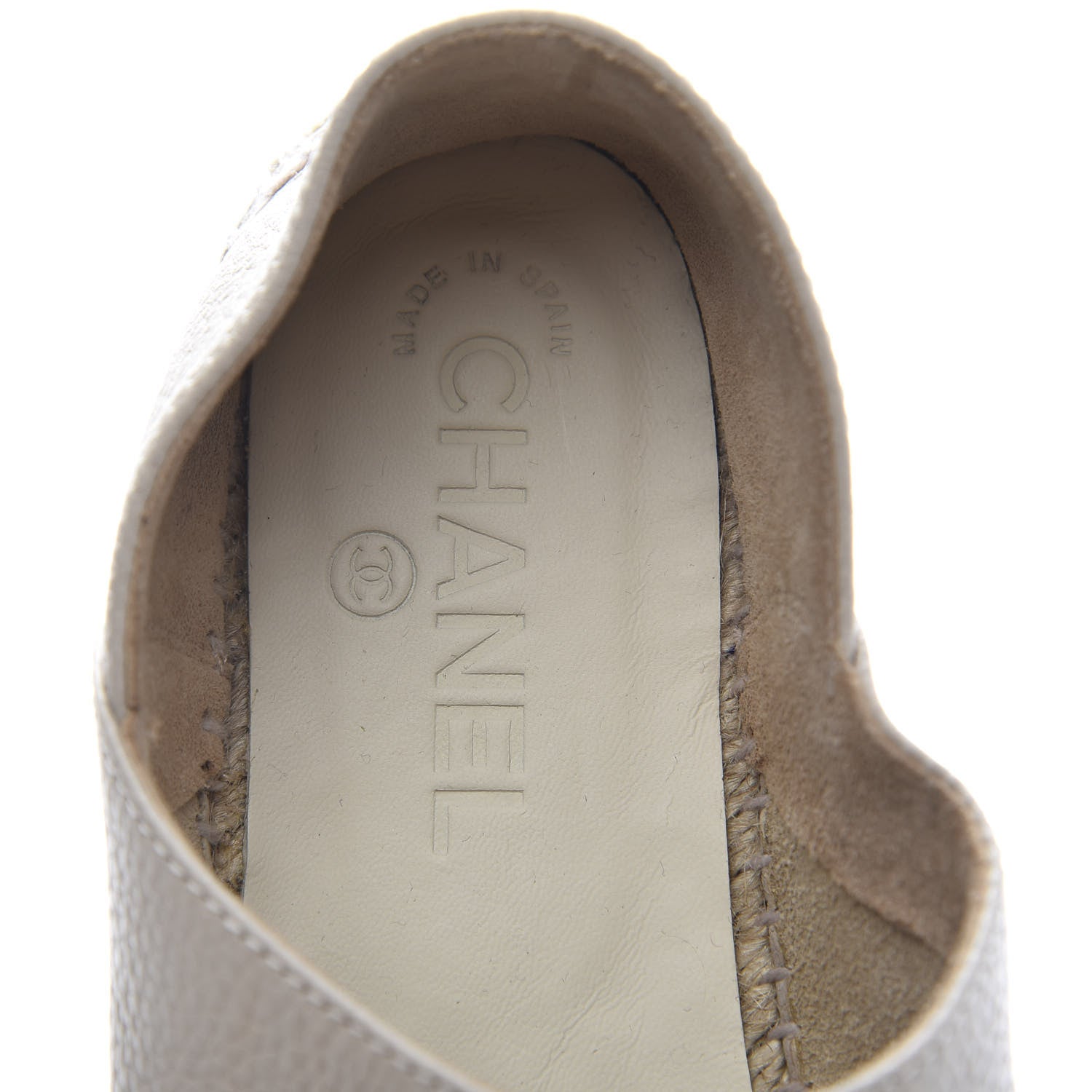 Chanel Grained Calfskin CC Espadrilles 38 Beige Black 6 of 8