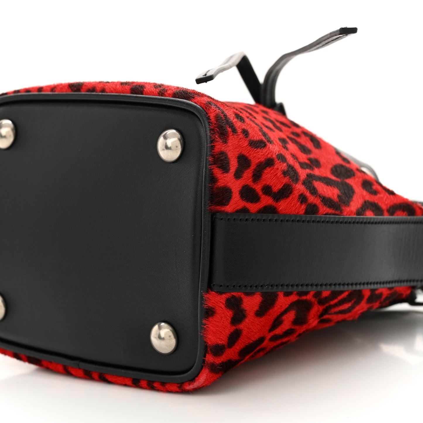 Calf Hair Calfskin Leopard Print Small Emmanuelle Bucket Bag Red