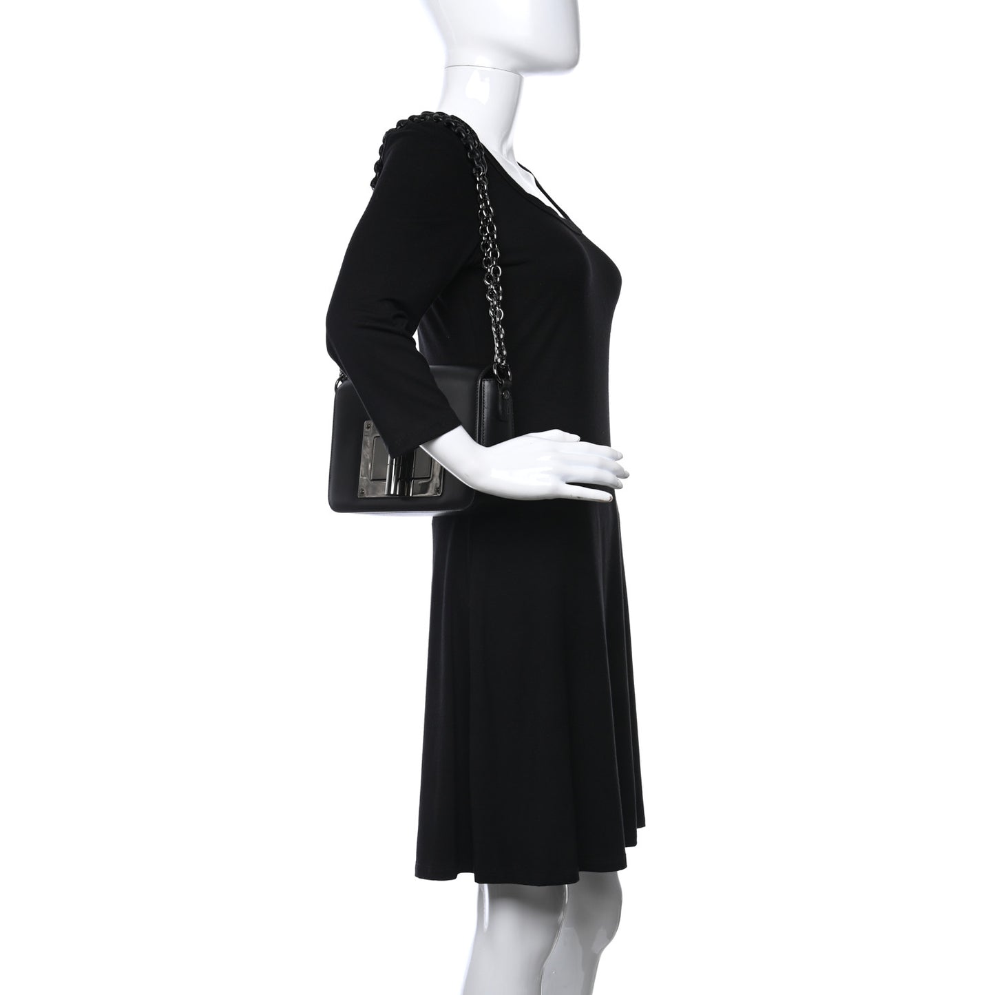 Calfskin Medium Natalia Chain Bag Black