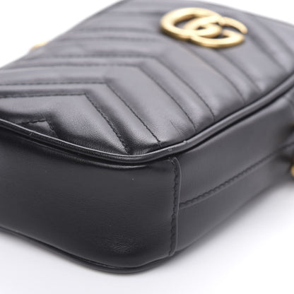 Gucci Calfskin Matelasse Mini GG Marmont Crossbody Bag Black 9 of 10