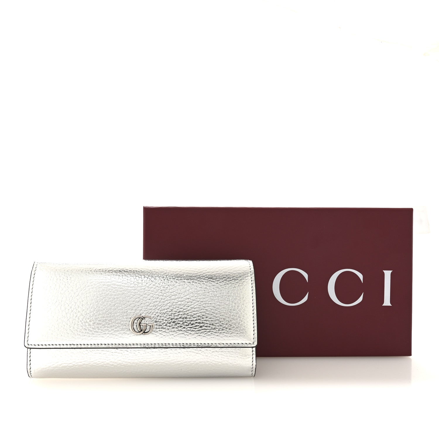 Gucci Metallic Dollar Calfskin GG Marmont Continental Wallet Silver 8 of 8