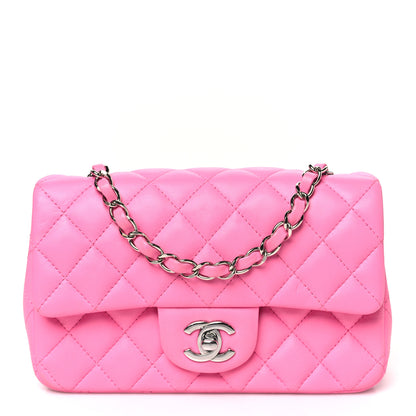 Chanel Lambskin Quilted Mini Rectangular Flap Neon Pink 1 of 13