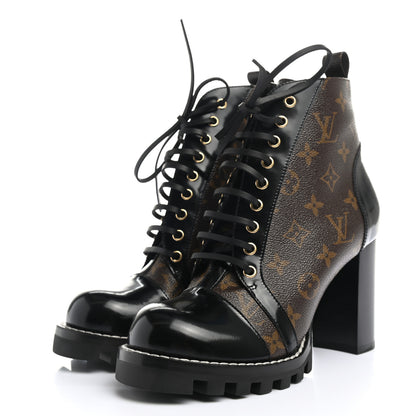 Louis Vuitton Patent Calfskin Monogram Star Trail Ankle Boots 41 Black 3 of 8