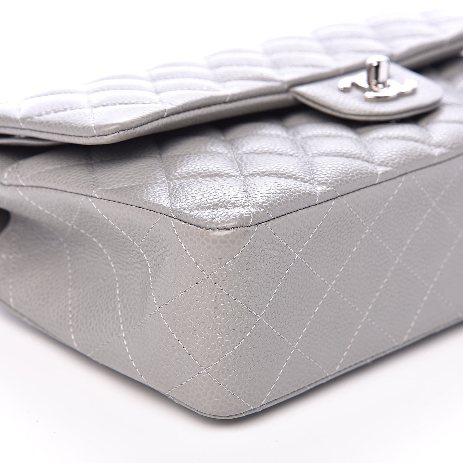 Chanel Caviar Quilted Medium Double Flap Grey 8 of 12