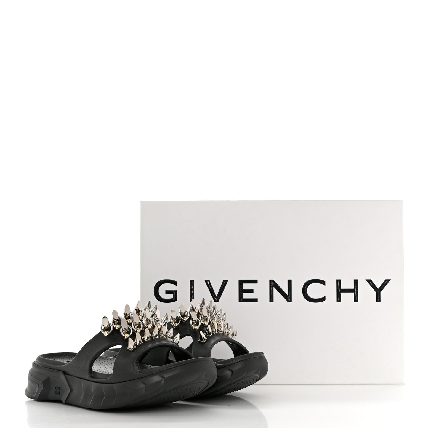 Calfskin Rubber Marshmallow Studs Strap Sandals 37 Black