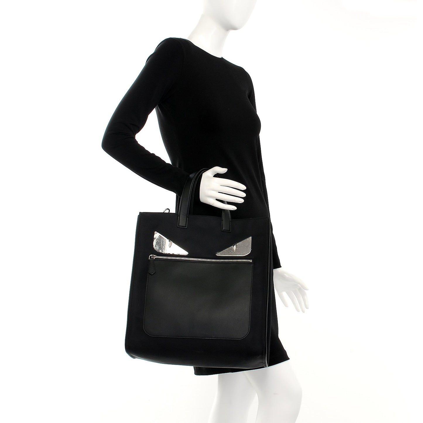 Nylon Vitello Liberty Metal Monster Eyes Tote Black