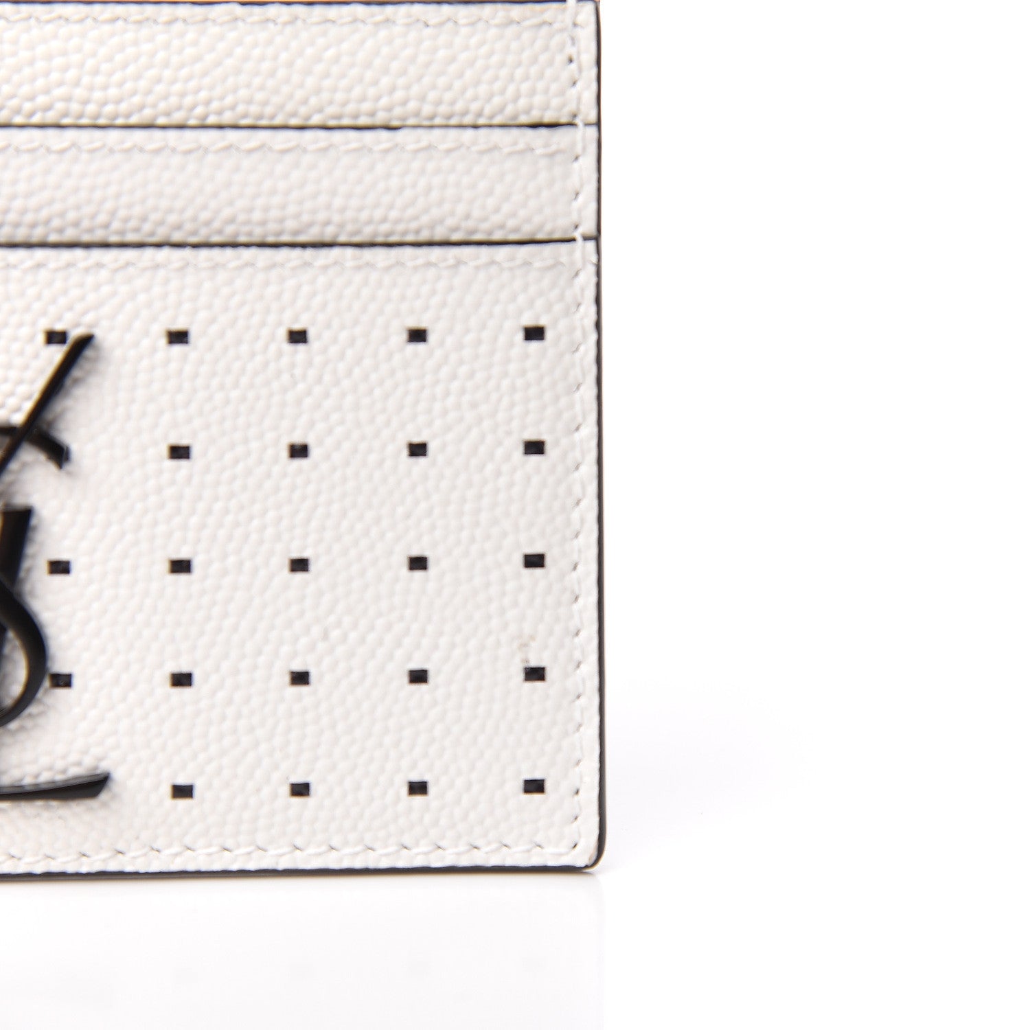 Saint Laurent Grain De Poudre Matelasse Dotted Squares Card Case White 8 of 9