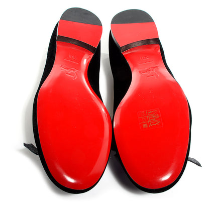 Christian Louboutin Gine Bow-Detailed Velvet Loafers 39.5 Black 4 of 6