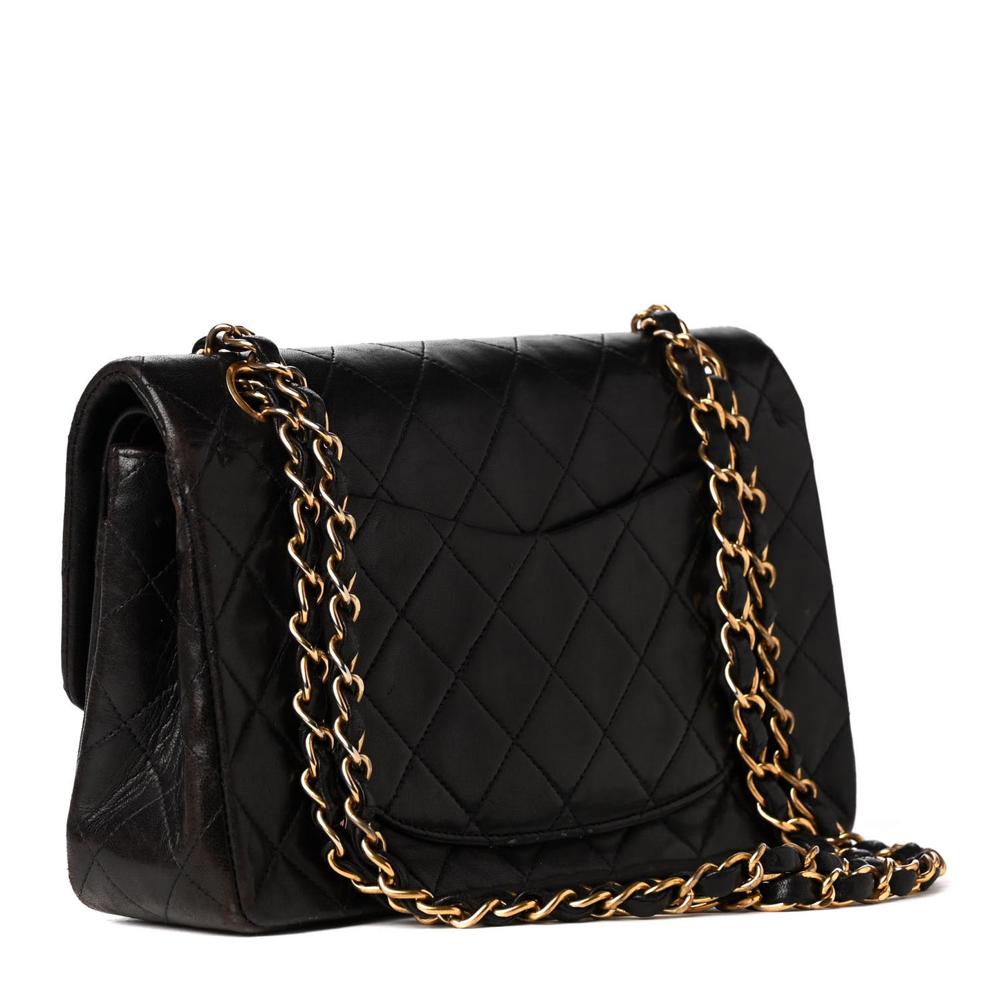 Lambskin Quilted Small Double Flap Dark Brown