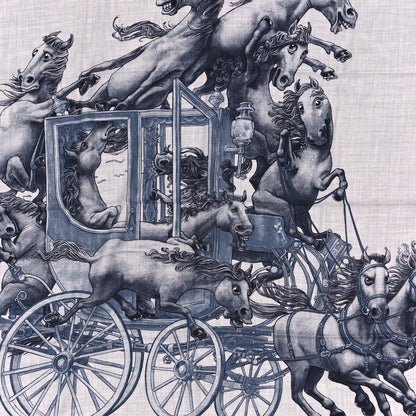 Hermes Cashmere Silk Grand Carrosse Royal Scarf 100 Gris Chine Gris Jaune 3 of 5