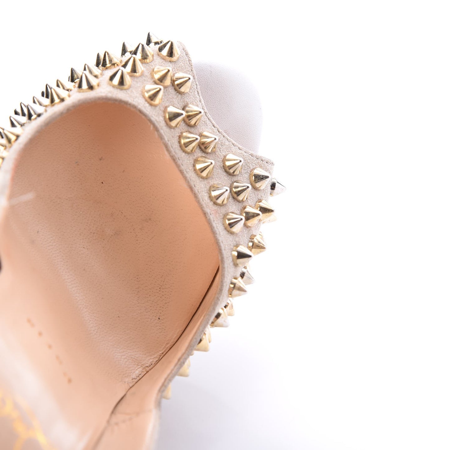 Veau Velours Patent Lady Peep Spikes 150 Pumps 36 Stone