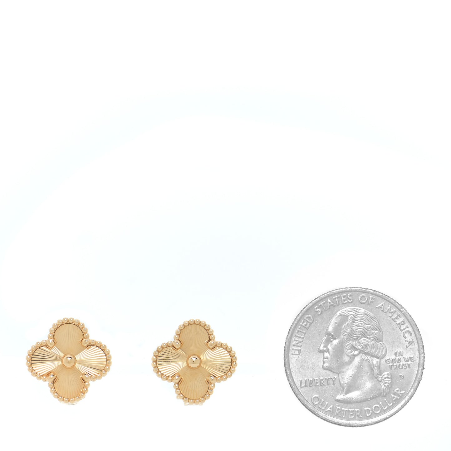 18K Yellow Gold Guilloche Vintage Alhambra Earrings