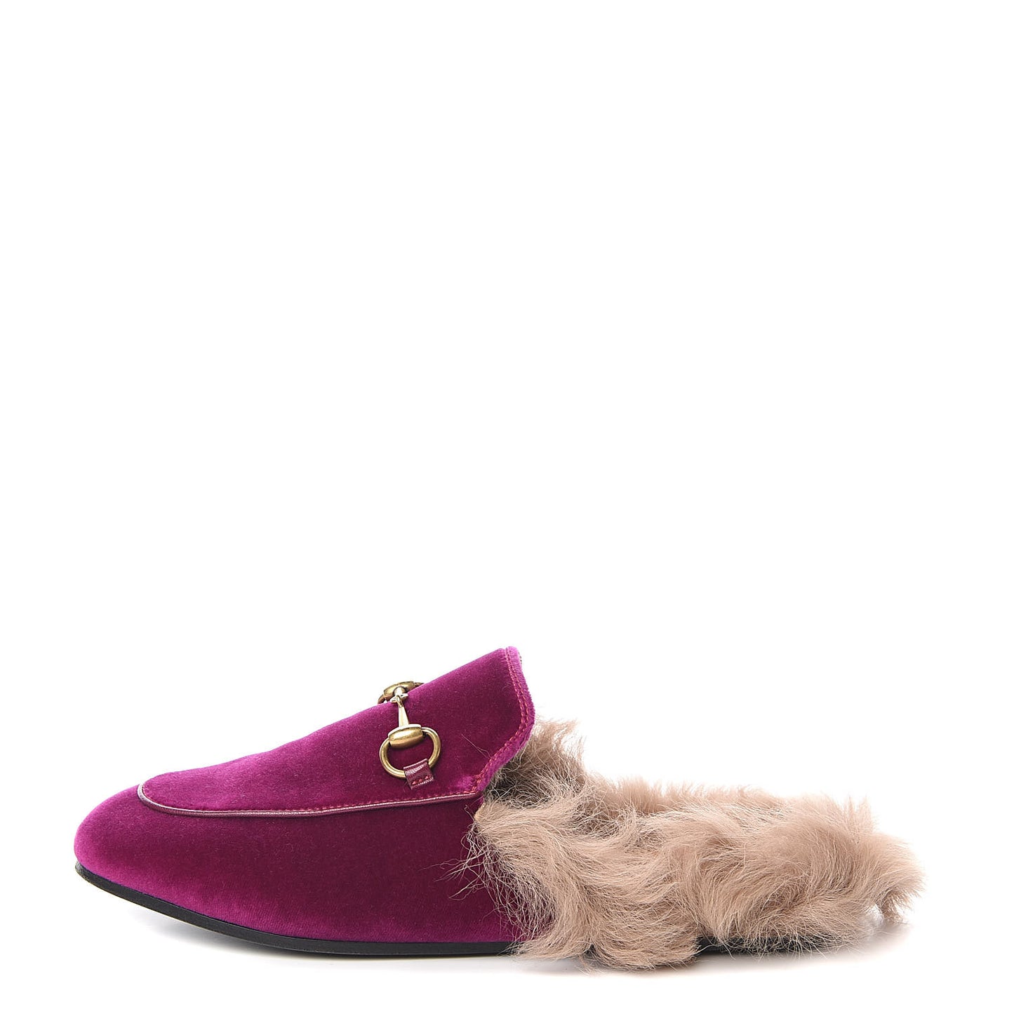 Velvet Fur Womens Princetown Slippers 35 Fucsia Violet Cyclamen Natural