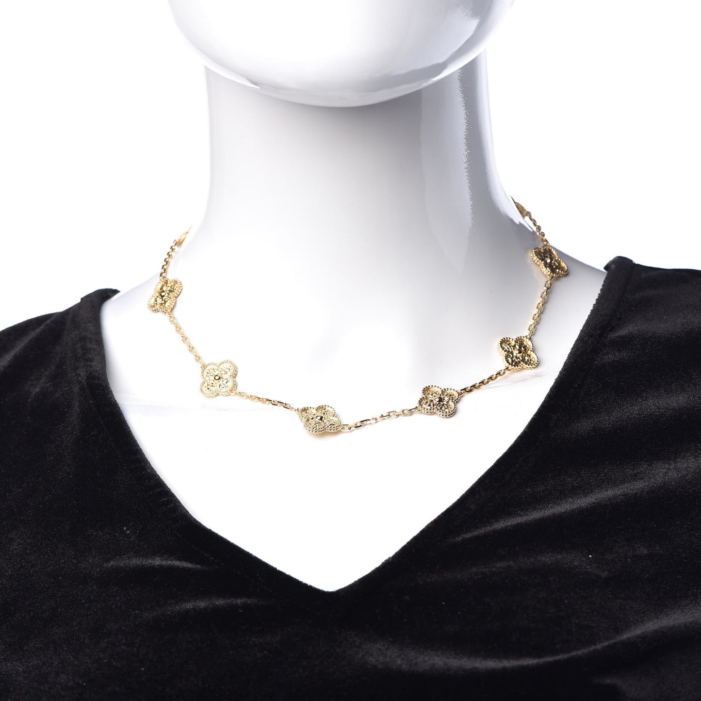 18K Yellow Gold 10 Motifs Vintage Alhambra Necklace