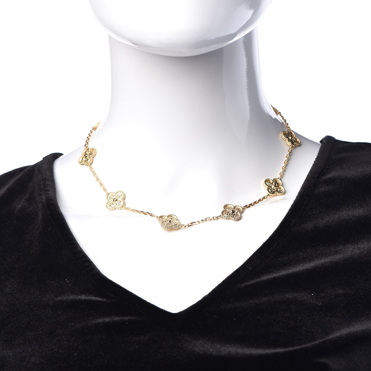 Van Cleef & Arpels 18K Yellow Gold 10 Motifs Vintage Alhambra Necklace 2 of 6