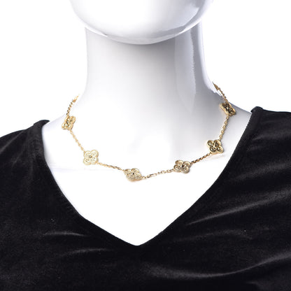 Van Cleef & Arpels 18K Yellow Gold 10 Motifs Vintage Alhambra Necklace 2 of 6
