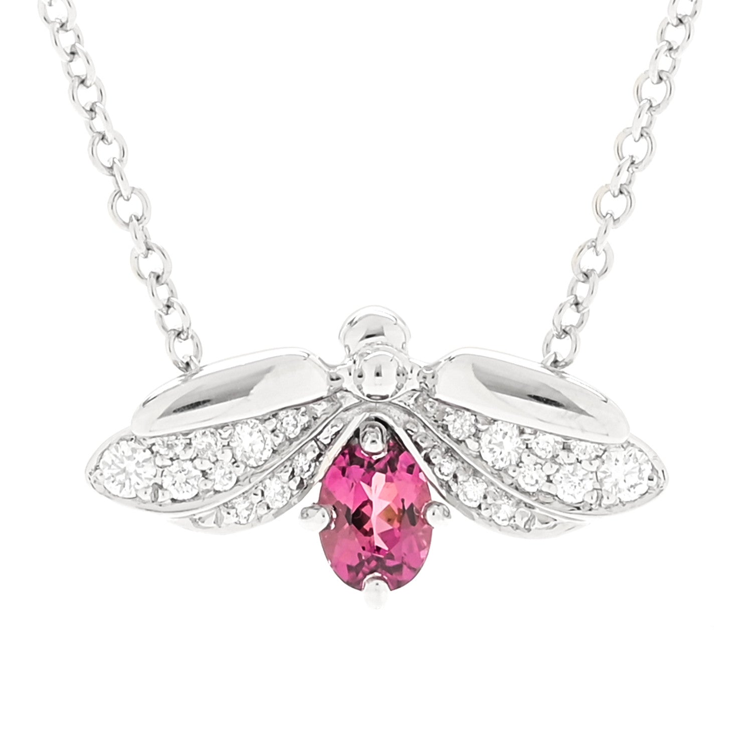Tiffany Platinum Diamond Rubellite Paper Flowers Firefly Pendant Necklace 4 of 7