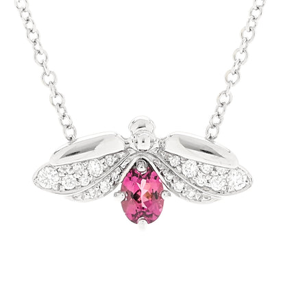 Tiffany Platinum Diamond Rubellite Paper Flowers Firefly Pendant Necklace 4 of 7
