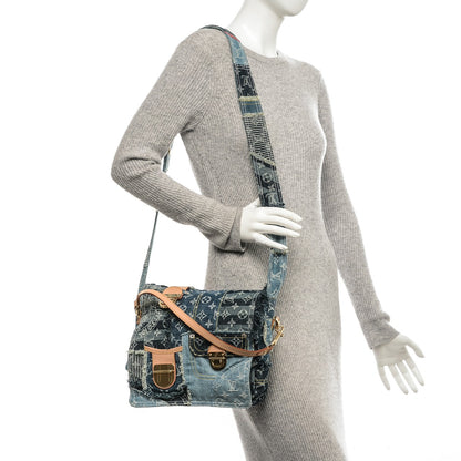 Louis Vuitton Denim Patchwork Posty Messenger Bag Blue 2 of 10