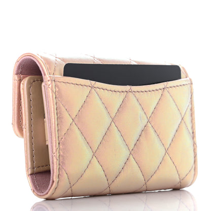 Chanel Iridescent Calfskin Quilted Classic 4 Key Holder Wallet Pink 3 of 7
