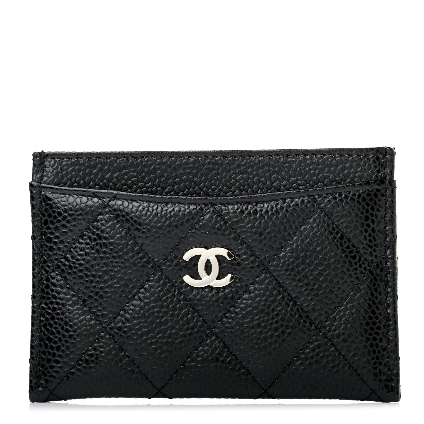 Caviar Quilted Card Holder Black