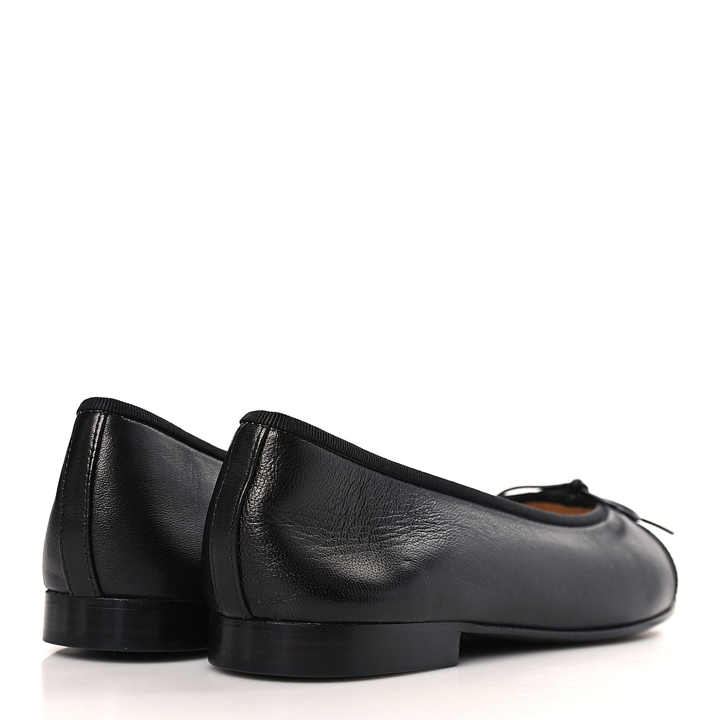 Lambskin Patent Cap Toe Ballerina Flats 38 Black