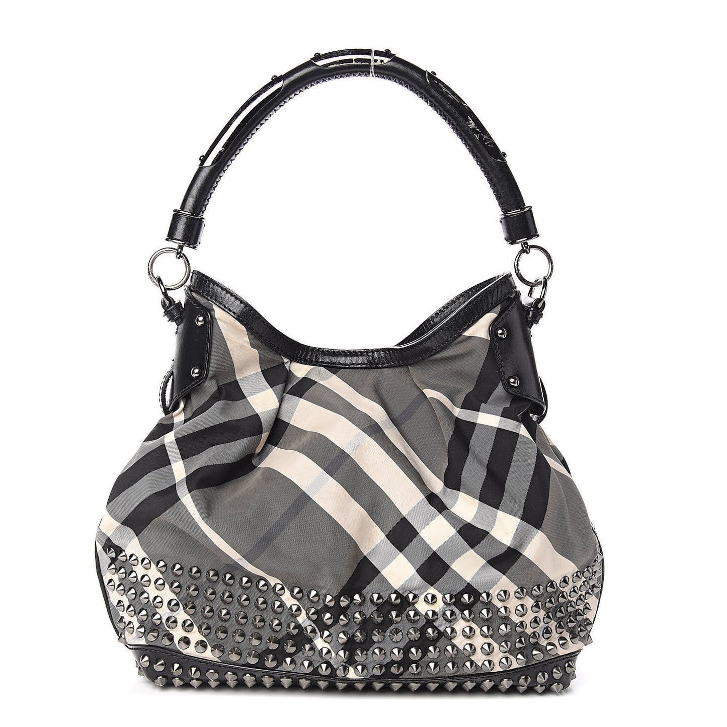 Nylon Beat Check Studded Hobo Black