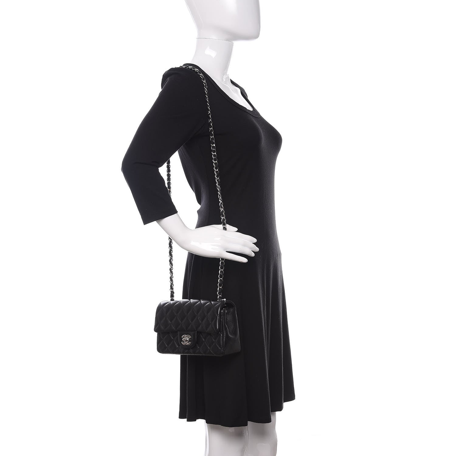 Chanel Lambskin Quilted Mini Rectangular Flap Black 2 of 11
