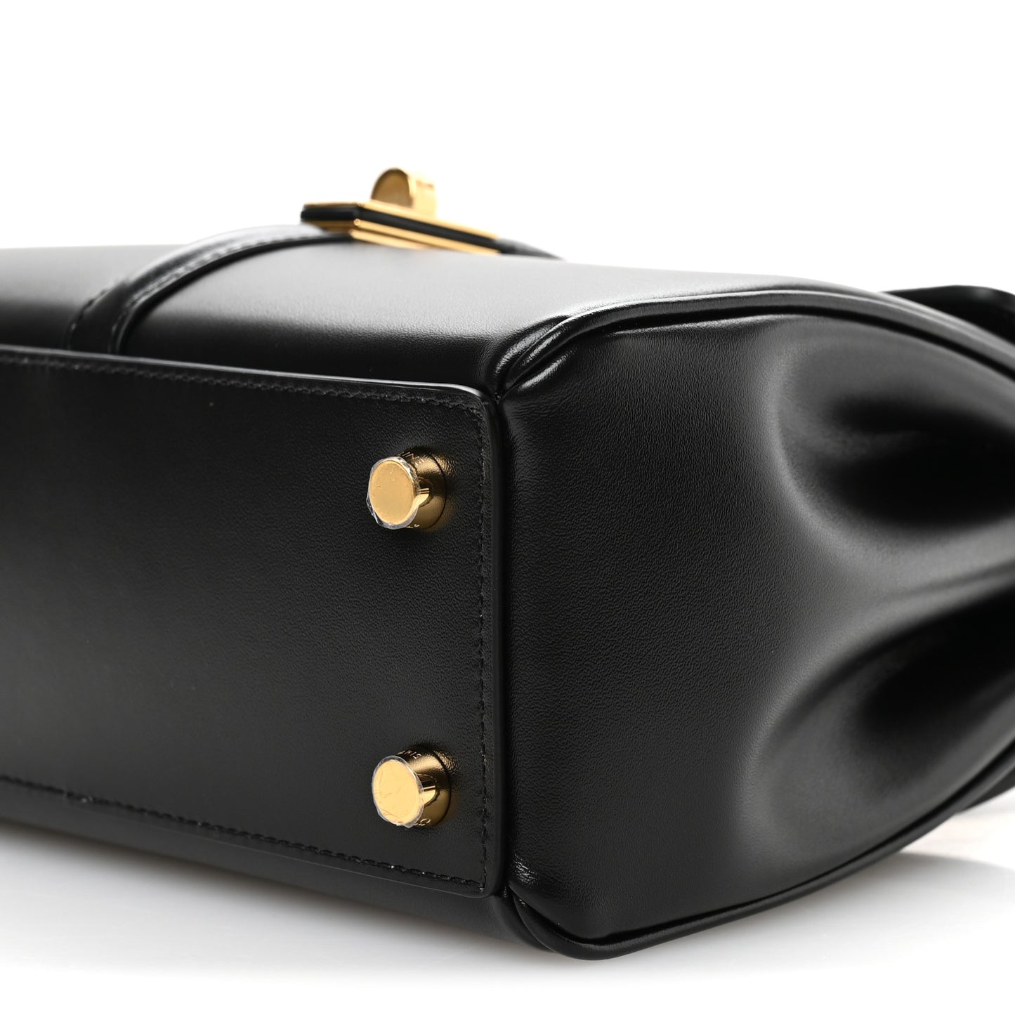 Satinated Calfskin Mini 16 Top Handle Bag Black