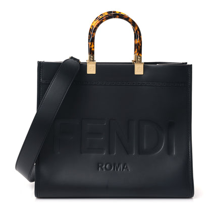 Fendi Vitello King Plexiglass Medium Fendi Sunshine Shopper Tote Black 1 of 8